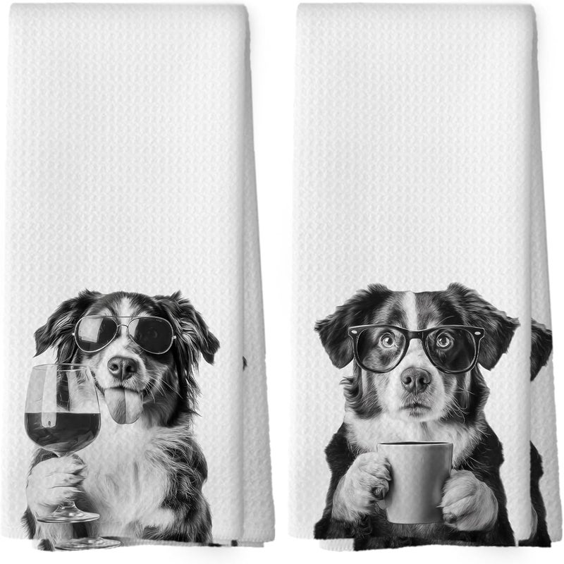 Mcehtle Funny Bernese Mountai Kitchen Towels Set of 2, Funny Dog Kitchen Accessories, Coffee Station Wine Bar Decor, Dog Chef Gift Hand Towel, Dining Room Decorative Tea Towel Dish Towels 16x24 Inch - Image 1